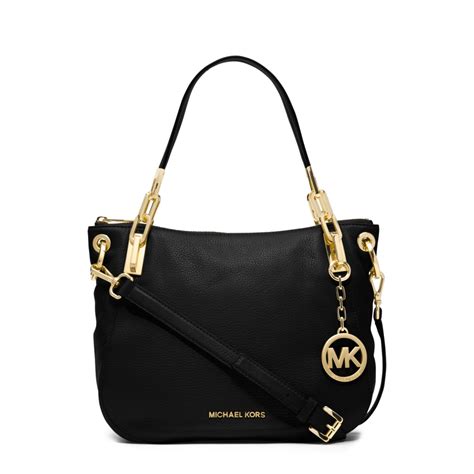 michael kors md shoulder tote handbag soft leather black|michael kors shoulder crossbody bag.